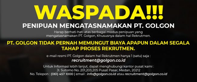 Warning Recruitment PT. Golgon